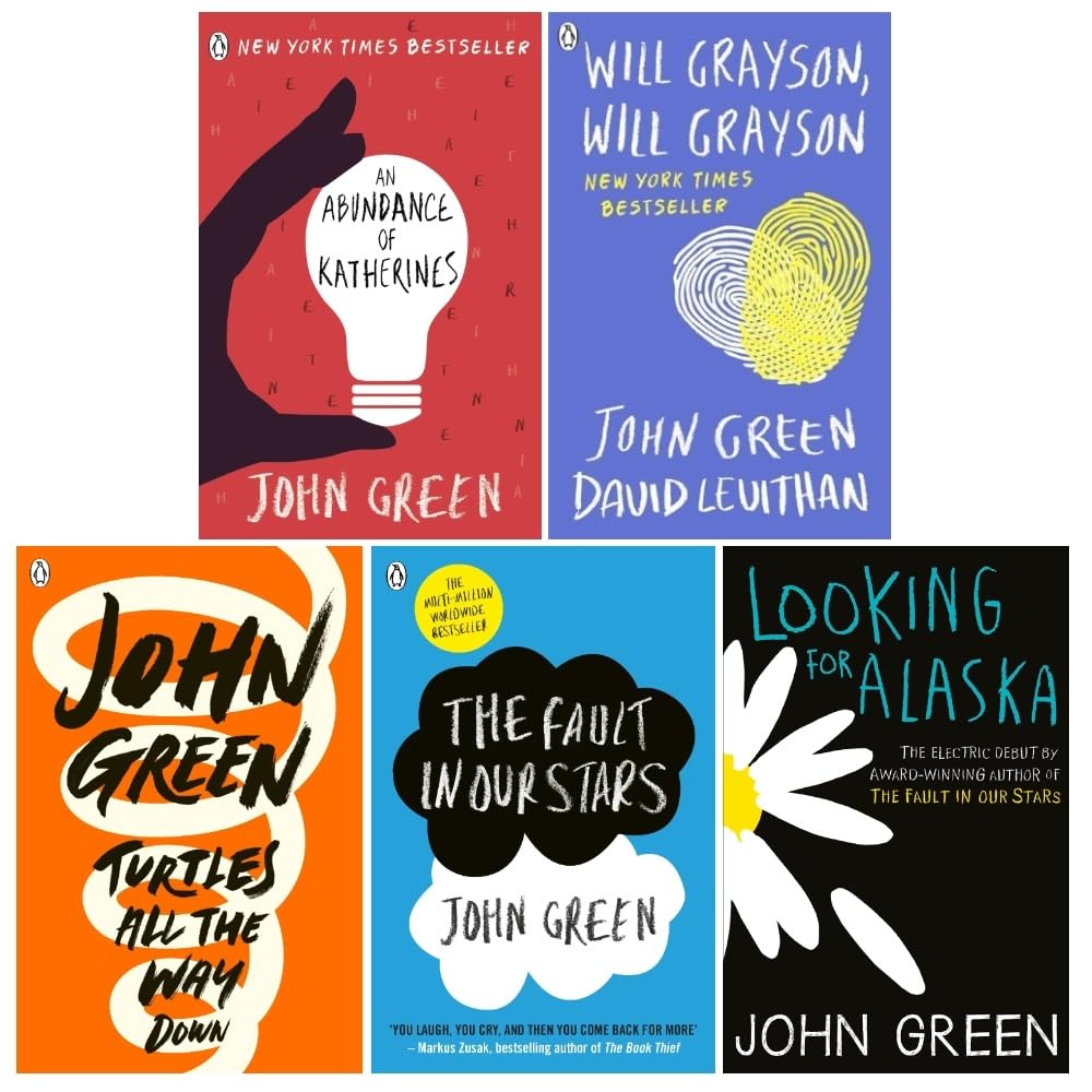 John Green Collection 5 Books Set paperback front covers, including Looking for Alaska and The Fault in Our Stars