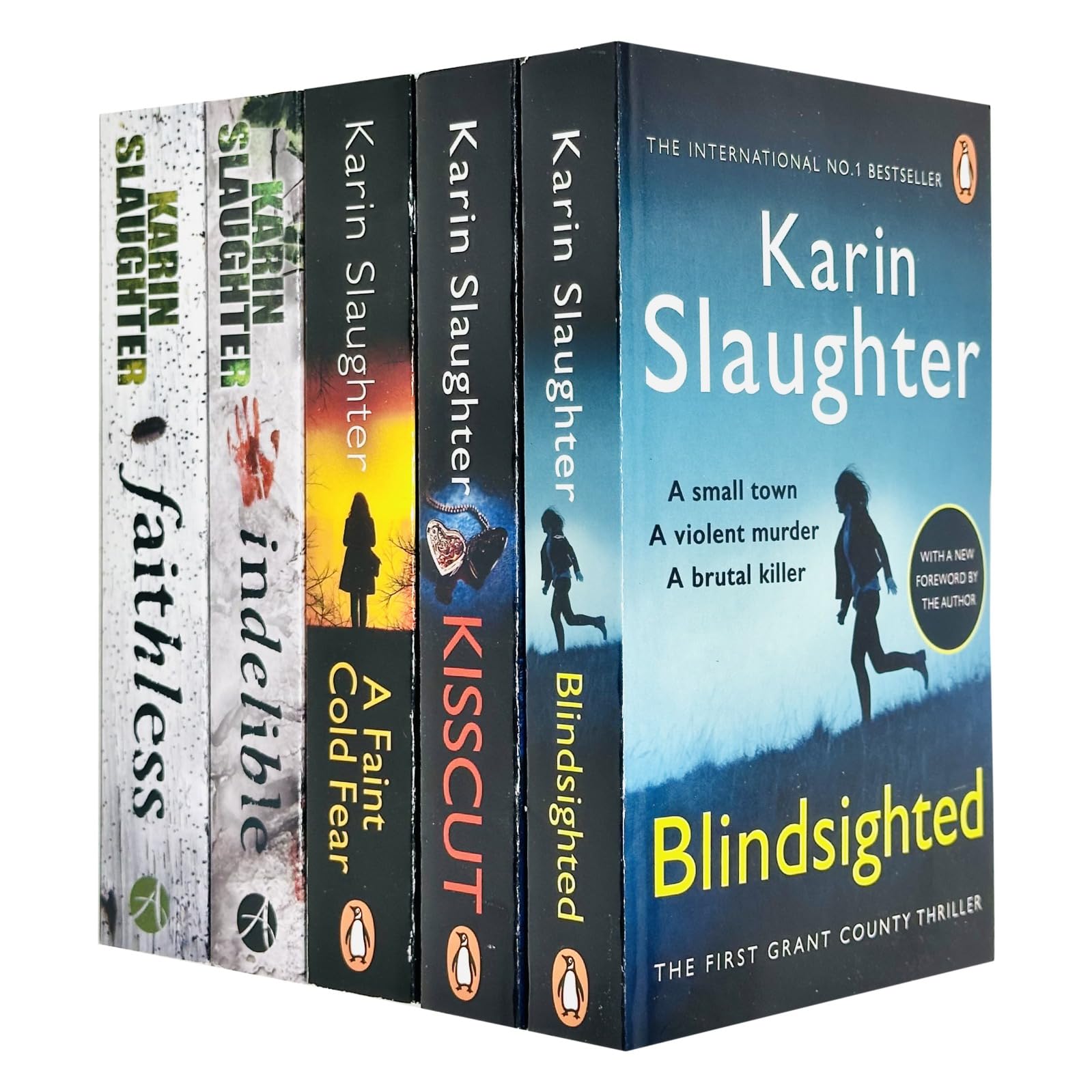 Karin Slaughter Will Trent and Grant County 9 Books Collection Set, paperback — front cover of the full 9-book paperback set fanned out