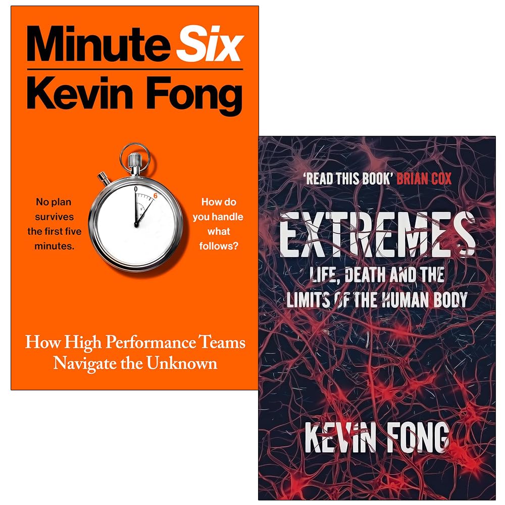 Front covers of Kevin Fong's Minute Six and Extremes 2-book nonfiction set, mixed hardcover and paperback format