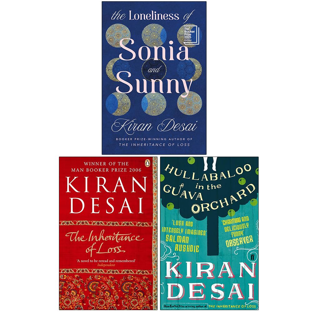 Kiran Desai 3 Books Collection Set paperback front cover featuring The Inheritance of Loss, Hullabaloo in the Guava Orchard, and The Loneliness of Sonia and Sunny