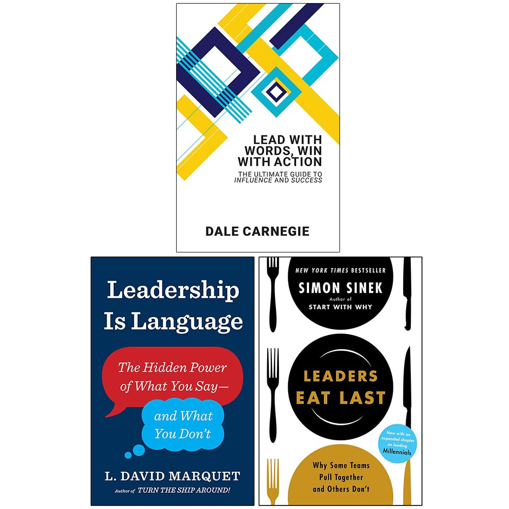 Front cover of Lead With Words Win With Action, Leadership Is Language & Leaders Eat Last 3 books collection set paperback