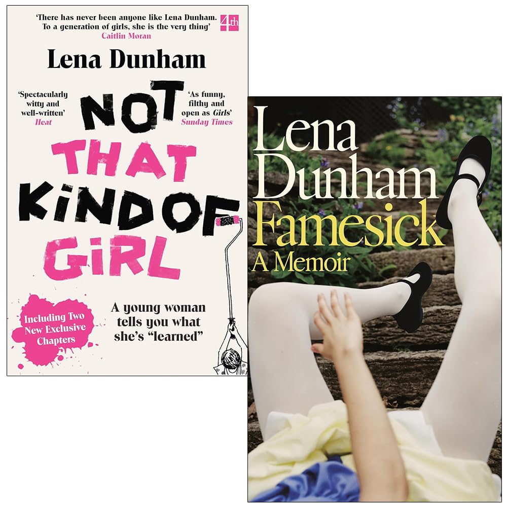 Lena Dunham 2 Books Collection Set, Not That Kind of Girl and Famesick, front cover image of the mixed-format paperback and hardcover memoir set