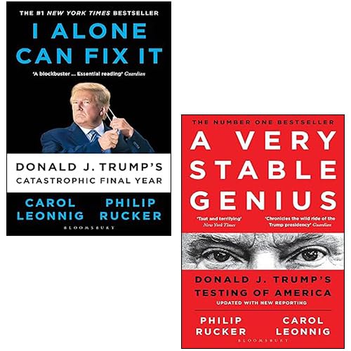 Front cover of the Carol Leonnig and Philip Rucker 2-book paperback set featuring A Very Stable Genius and I Alone Can Fix It