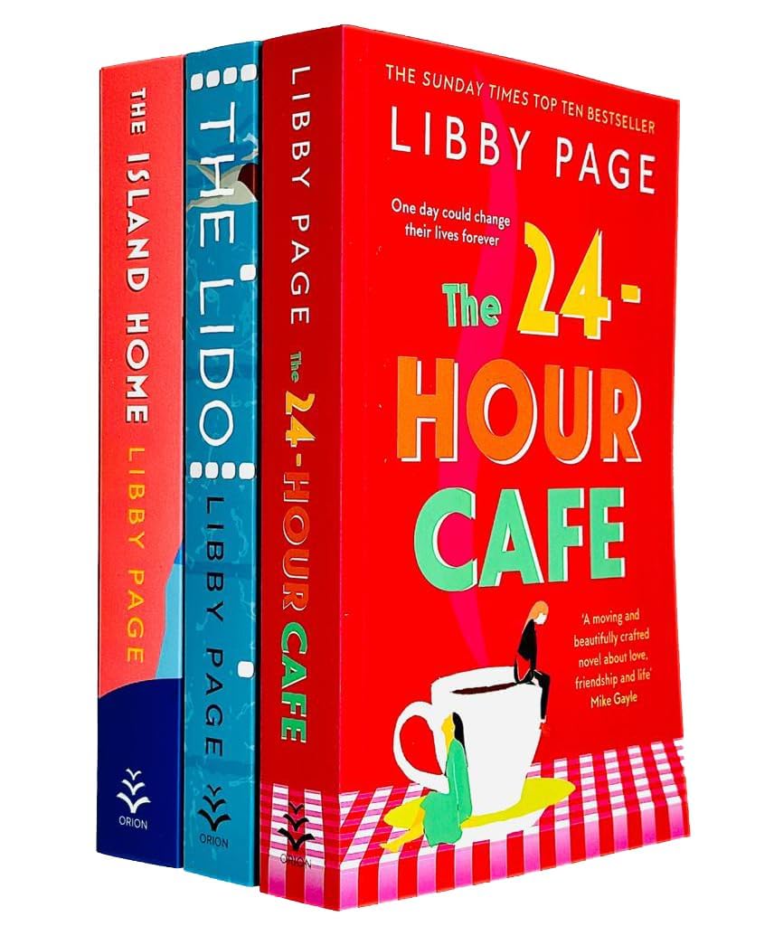 Libby Page 3 Books Collection Set paperback front cover featuring The Lido, The 24-Hour Café, and The Island Home