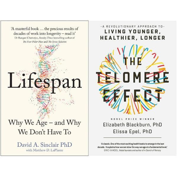 Lifespan and The Telomere Effect 2 books collection set paperback front cover by David A. Sinclair and Elizabeth Blackburn