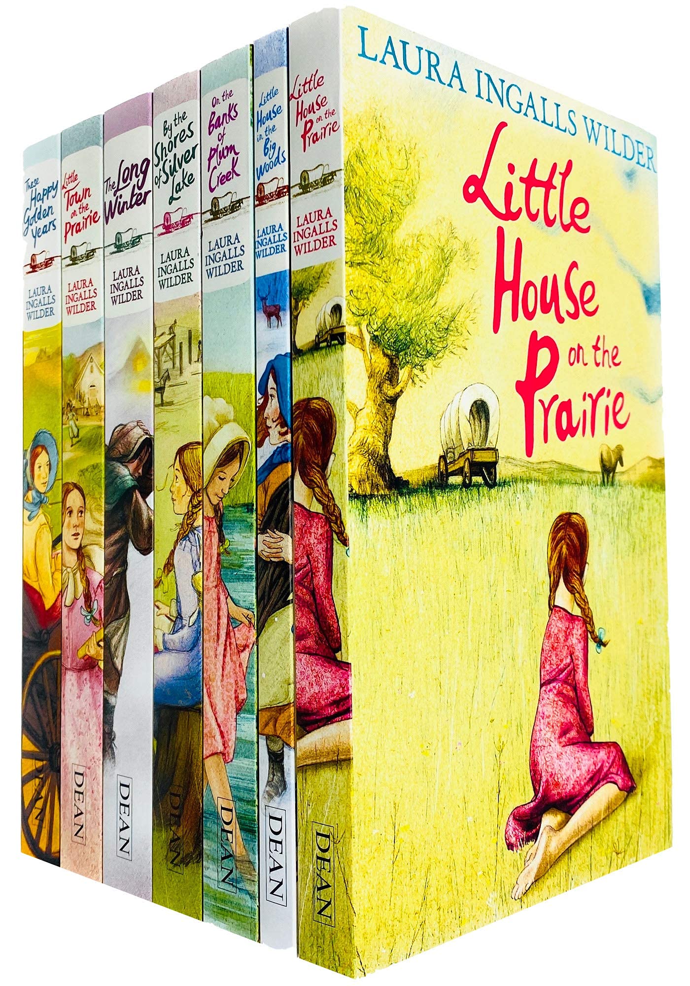 Little House on the Prairie 7 Books Collection by Laura Ingalls Wilder paperback set, front cover of box packaging