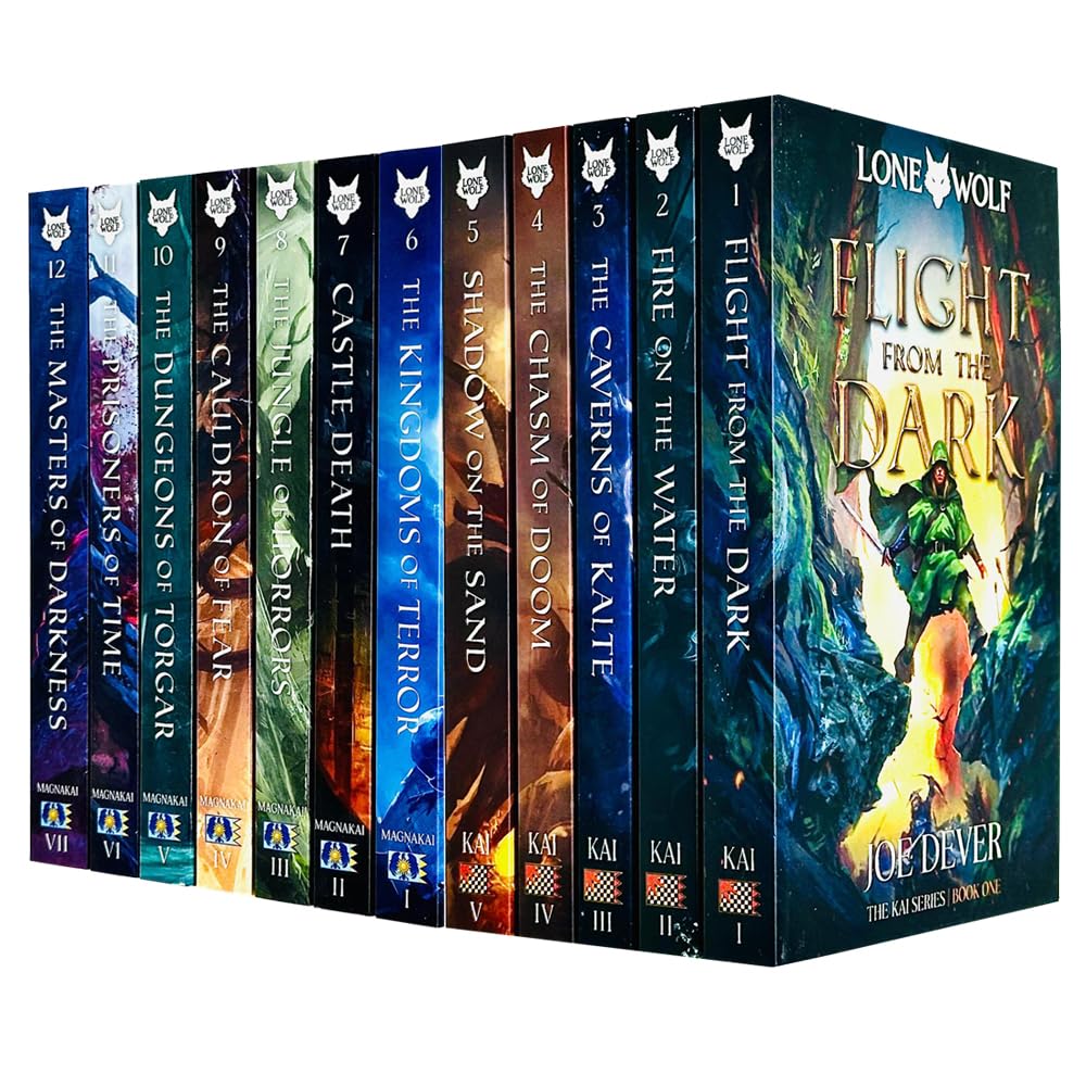 Lone Wolf Series by Joe Dever 12 book paperback collection set, full set of covers displayed together