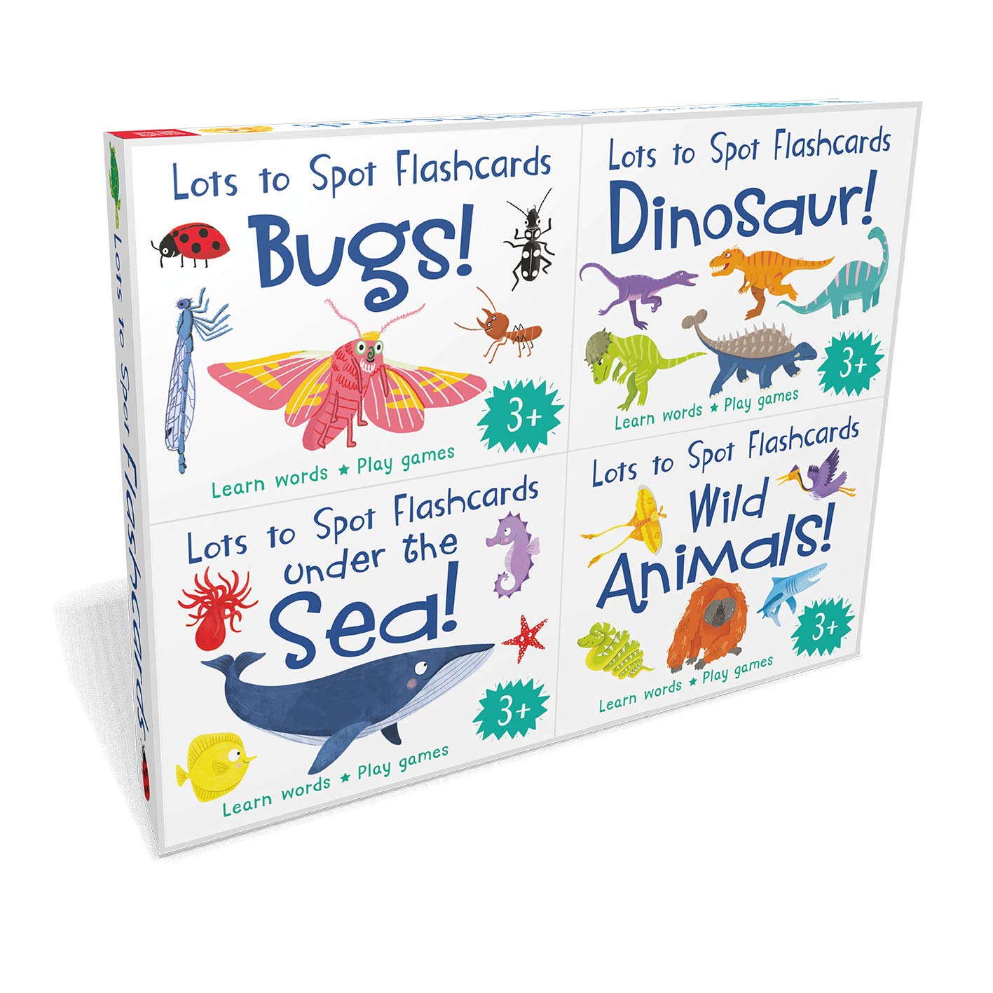 Lots to Spot Flashcards Tray: Busy Animals by Rosie Neave - hardcover tray front cover, ages 3-5 flashcard set