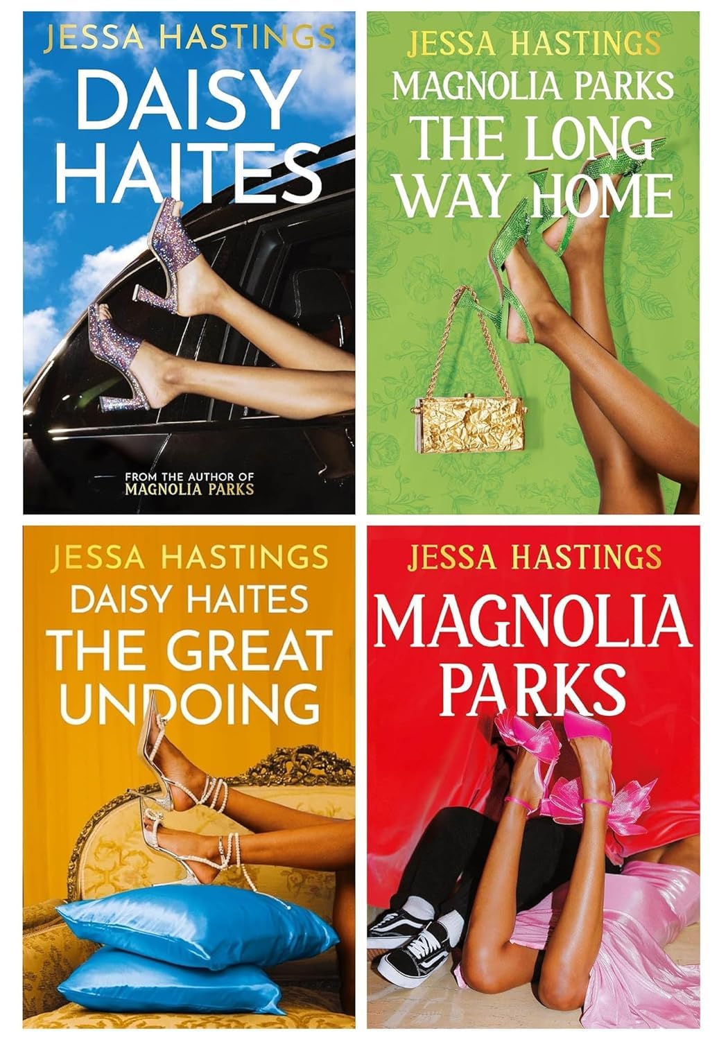 Magnolia Parks Universe Series by Jessa Hastings, 4 book paperback collection set cover art featuring Magnolia Parks, Daisy Haites, The Long Way Home, and The Great Undoing