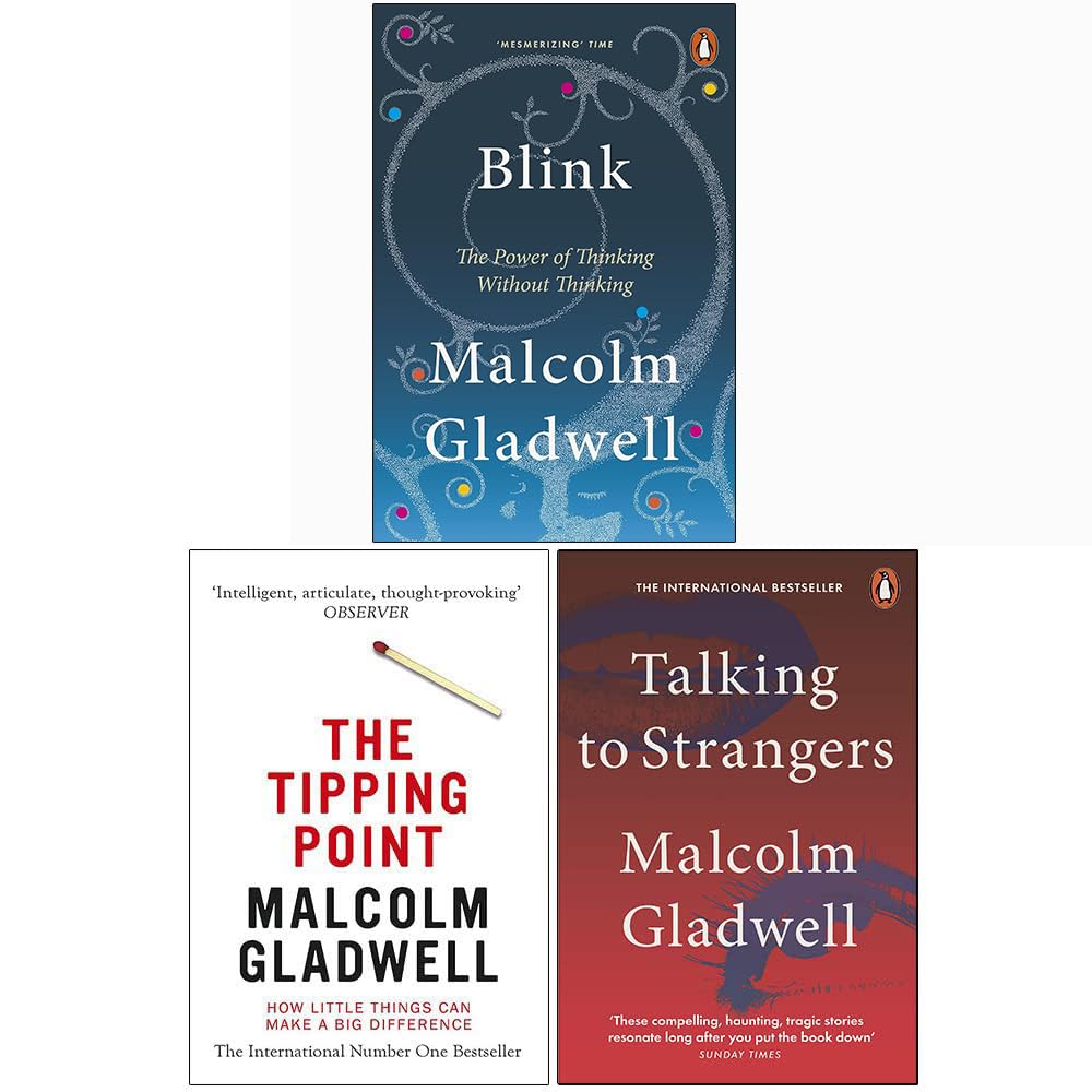 Malcolm Gladwell 3 Books Collection Set paperback front cover featuring Blink, The Tipping Point, and Talking to Strangers