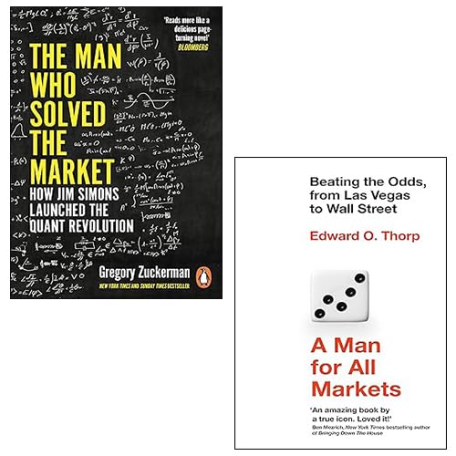 Market Minds 2 Books Collection Set paperback front covers - The Man Who Solved the Market by Gregory Zuckerman and A Man for All Markets by Edward O. Thorp