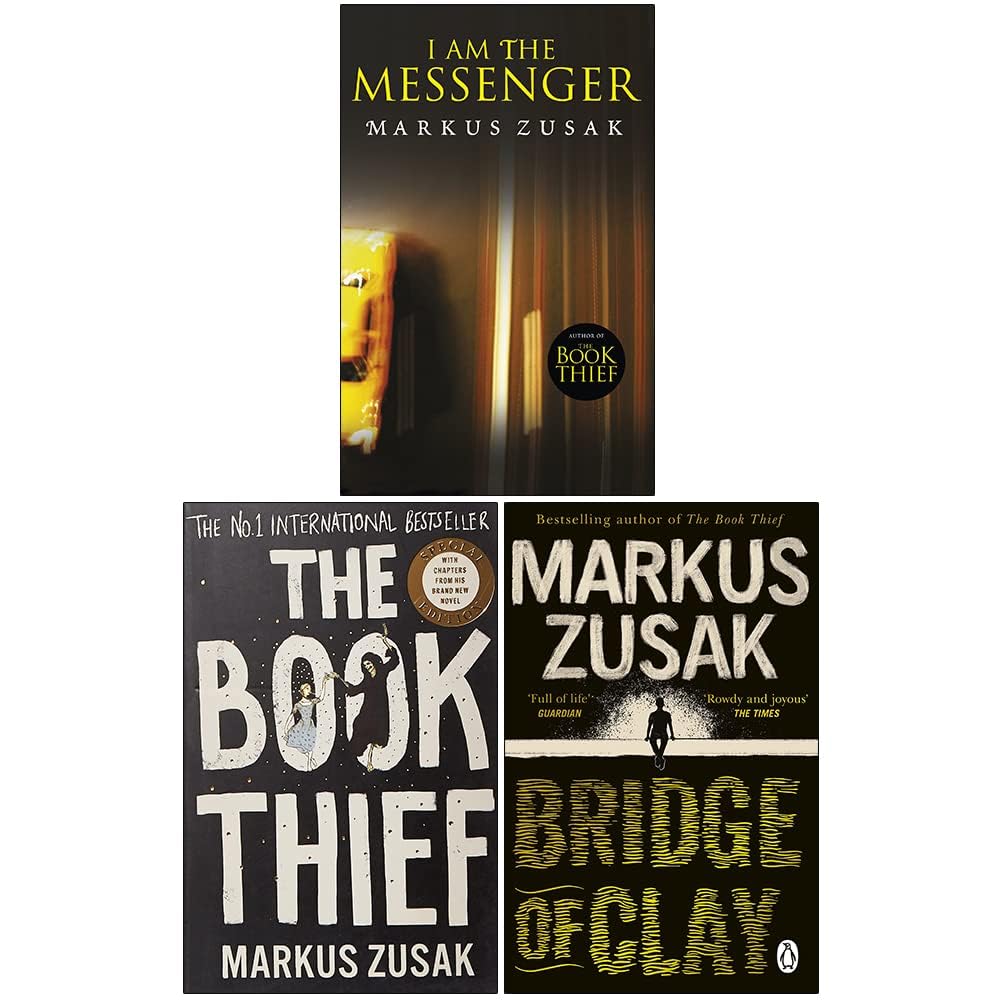 Markus Zusak Collection 3 Books Set paperback front cover featuring The Book Thief, I Am the Messenger, and Bridge of Clay