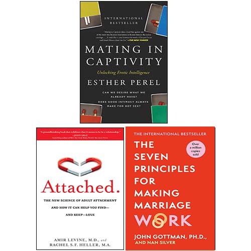 Front cover of Mating in Captivity, Seven Principles for Making Marriage Work and Attached 3 book paperback relationship collection