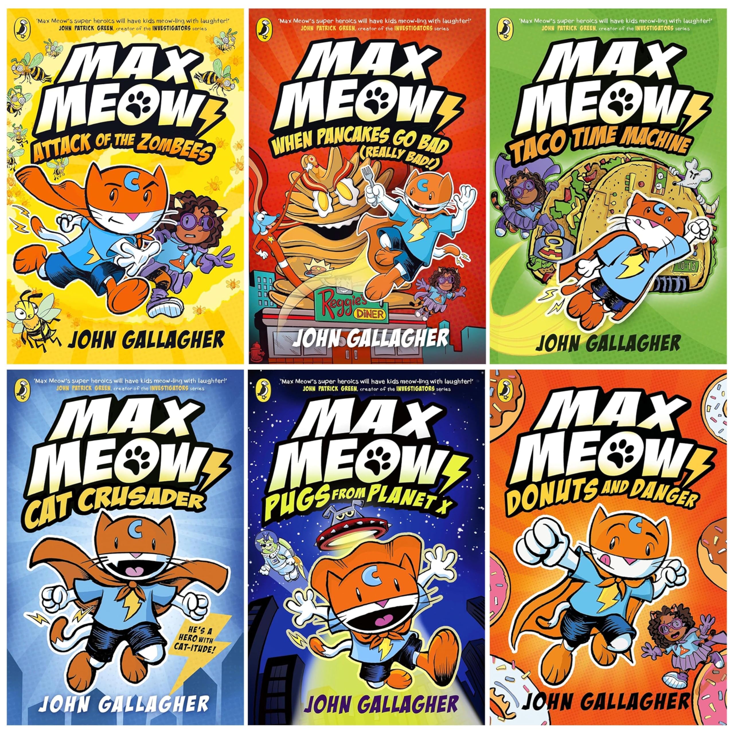 Max Meow Series by John Gallagher 6-book paperback graphic novel collection set front cover