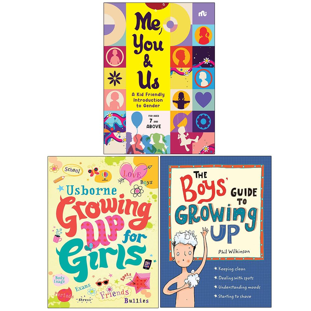 Me, You and Us, Growing Up for Girls & The Boys' Guide to Growing Up 3 book paperback collection set - front cover of Me, You and Us