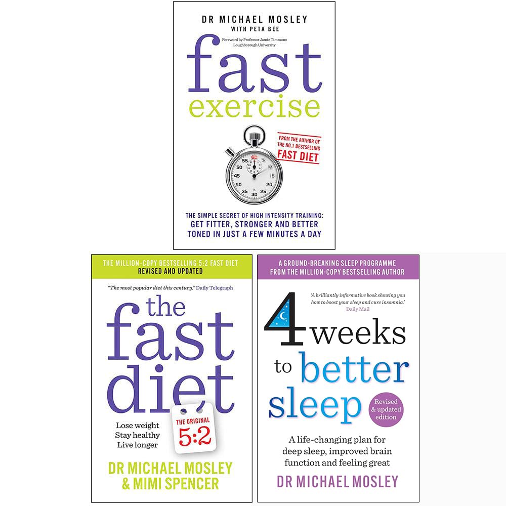 Michael Mosley 3 Books Collection Set paperback front covers showing The Fast Diet, Fast Exercise, and Fast Asleep