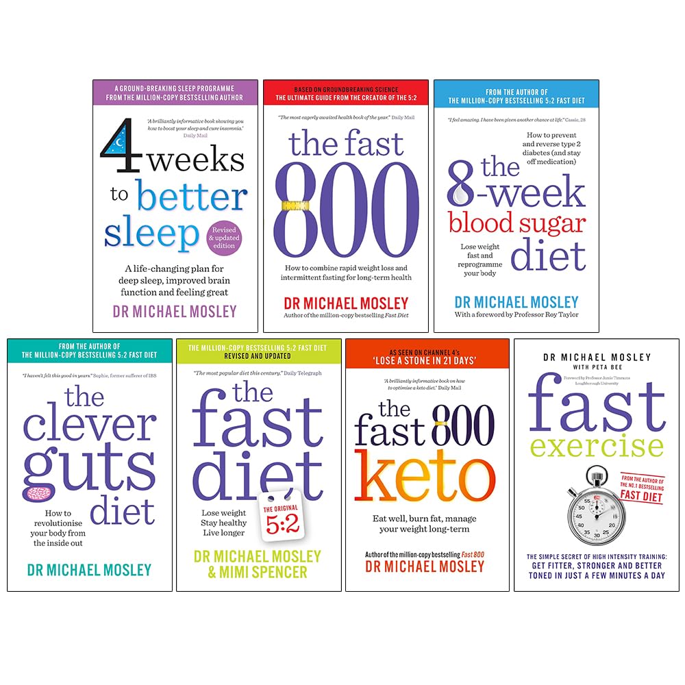 Michael Mosley Collection 7 Books Box Set front of box, paperback non-fiction health books
