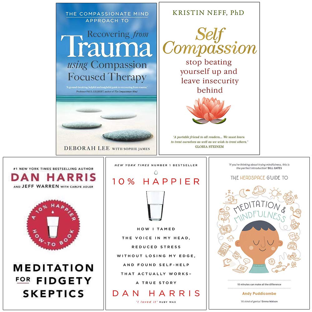 Mindfulness & Self-Compassion 5 books collection set paperback front covers