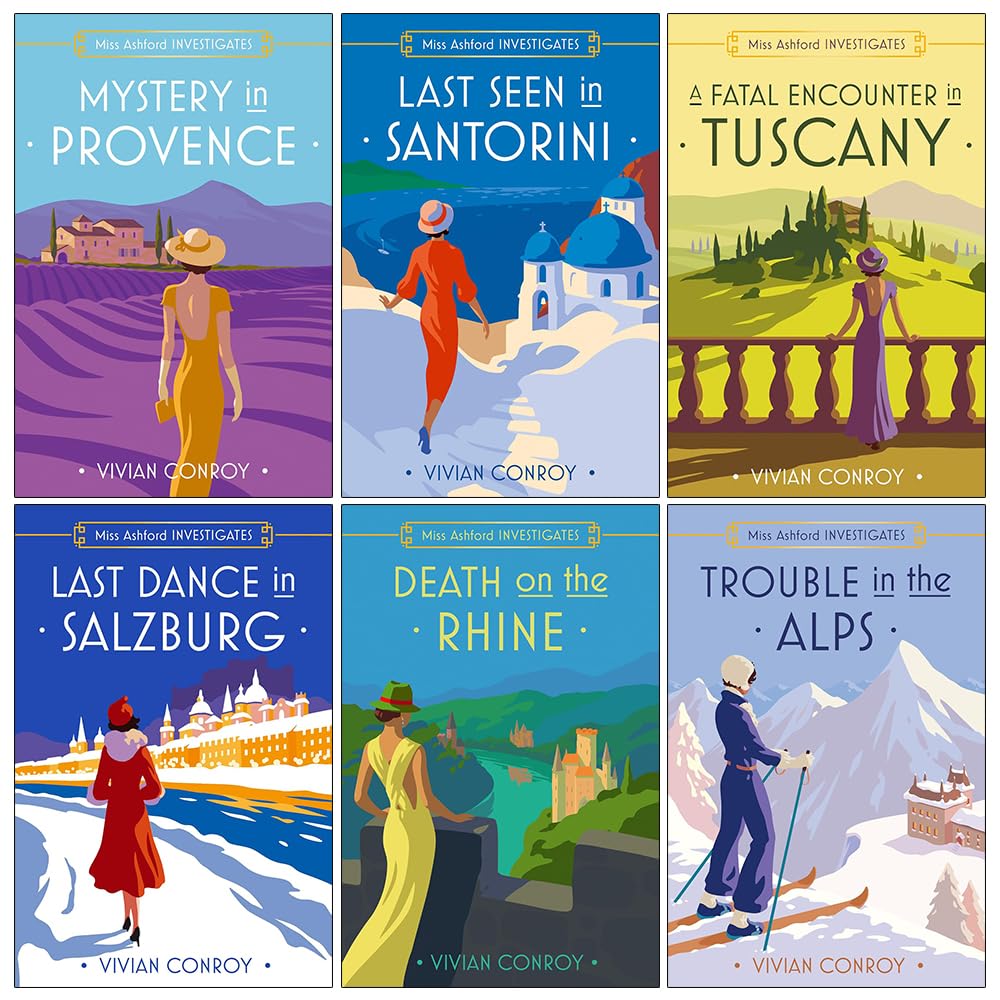 Miss Ashford Investigates 6-book paperback collection set by Vivian Conroy, front covers fanned out