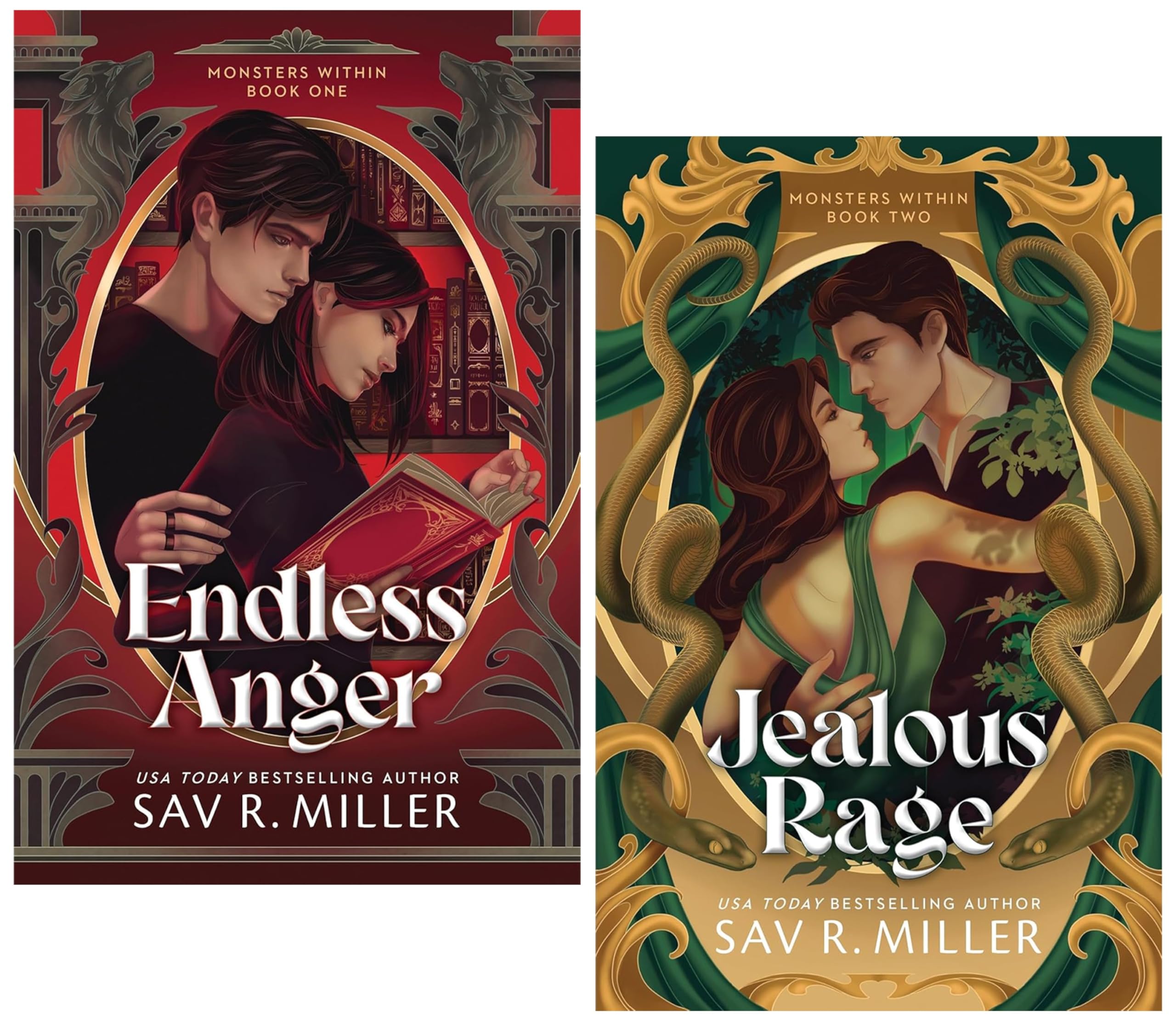 Monsters Within Series by Sav R. Miller 2-book paperback collection set with sprayed edges, featuring Endless Anger and Jealous Rage