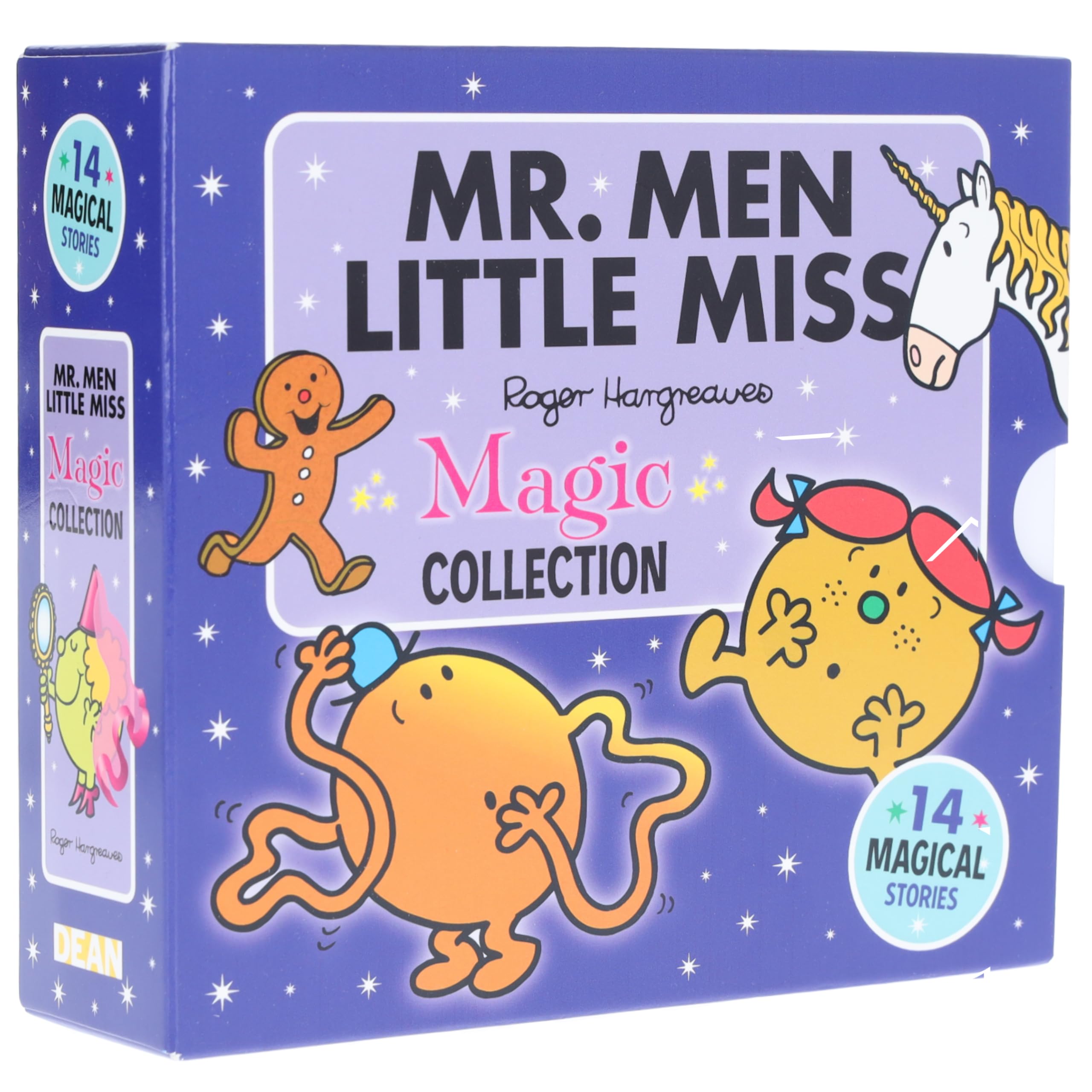 Mr. Men Little Miss Magic Collection 14 books box set front cover by Roger Hargreaves, paperback, ages 3-7