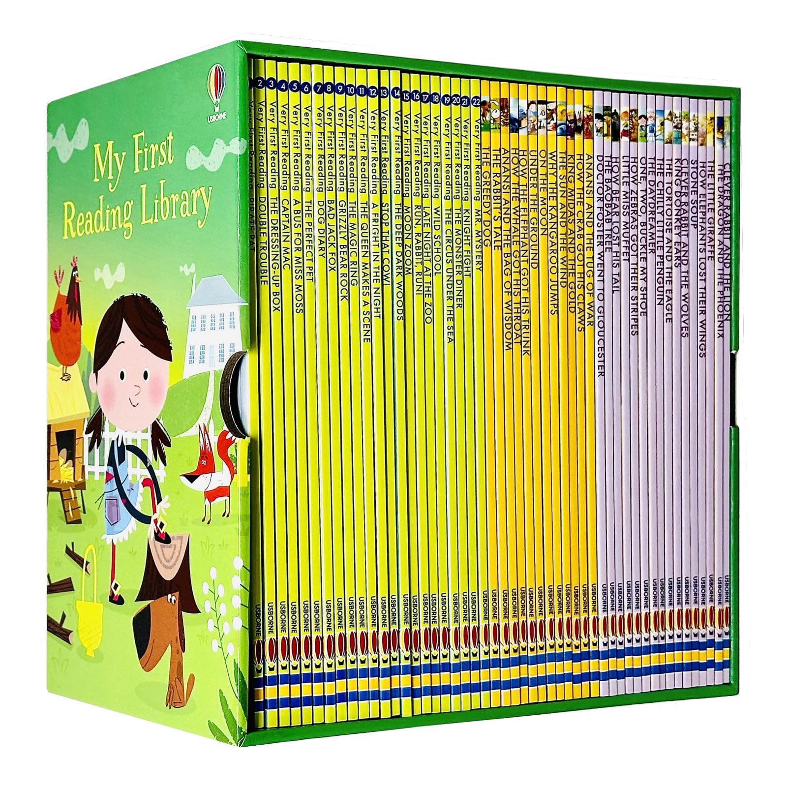 Usborne My First Reading Library 50 Books Collection Set, paperback, ages 4-7 — front cover of the box set showing the full collection packaging