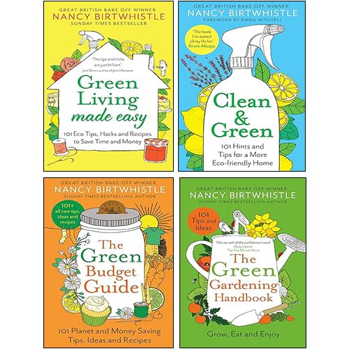 Nancy Birtwhistle 4 Books Collection Set front cover artwork, non-fiction hardback and paperback eco living guides.