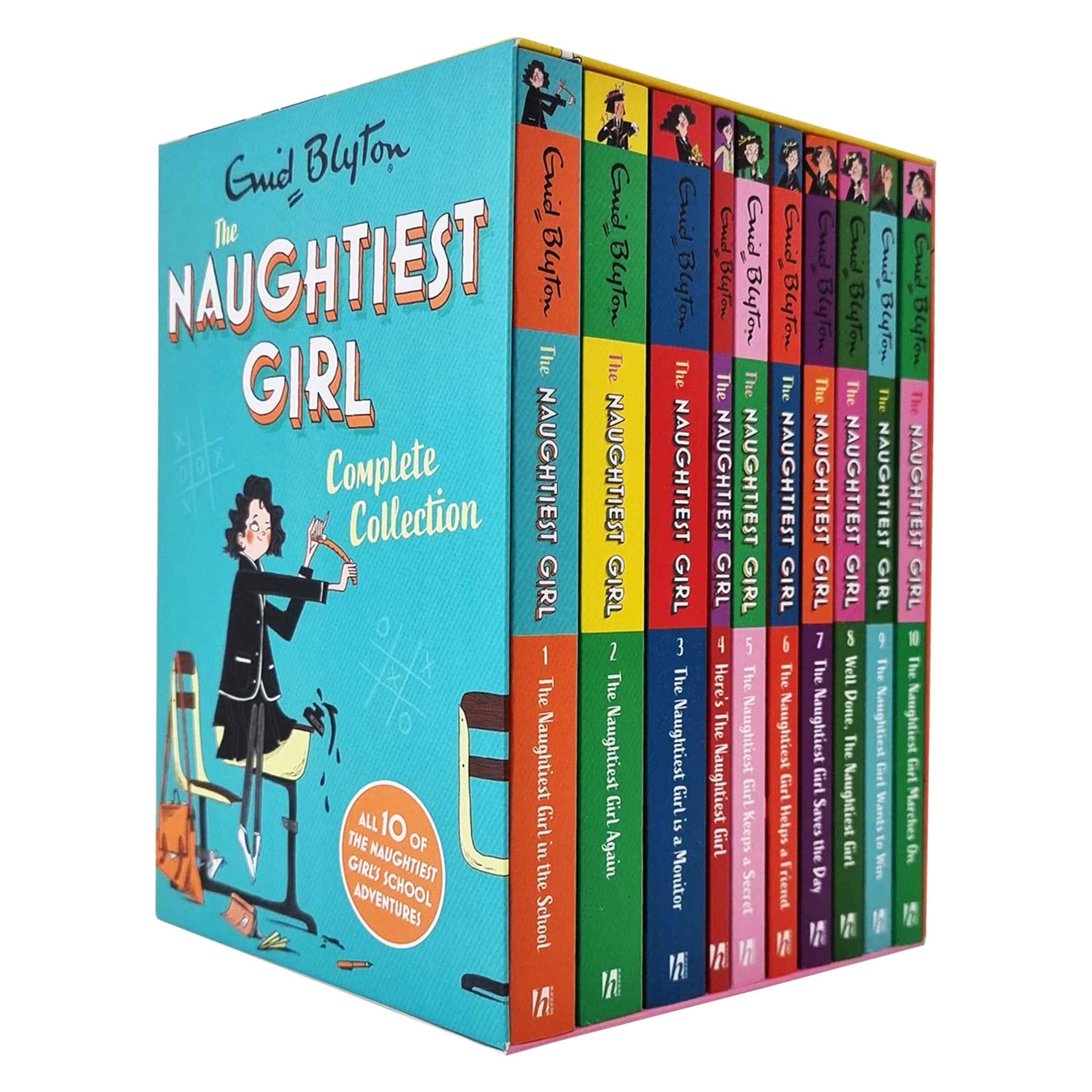 The Naughtiest Girl 10 Books Collection Set by Enid Blyton and Anne Digby, paperback front covers