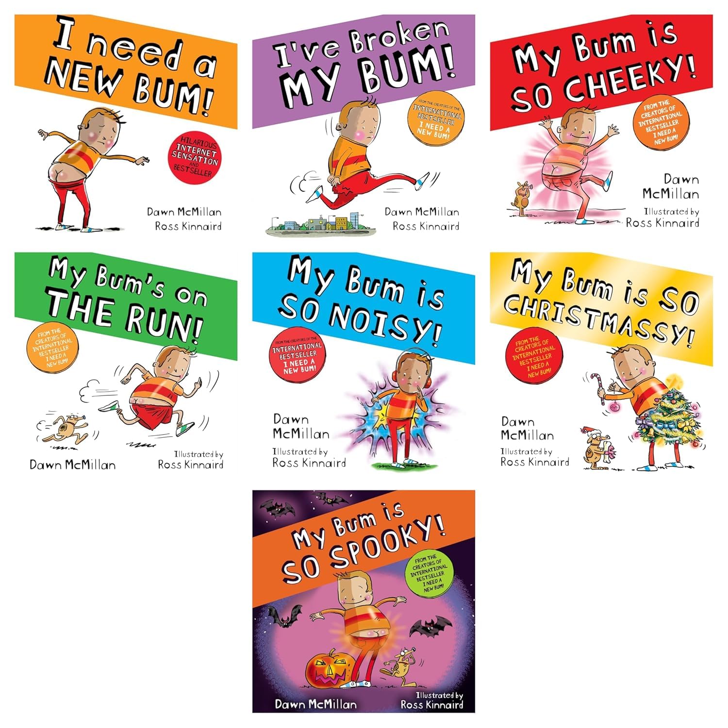 New Bum Series by Dawn McMillan 7 Books Collection Set front cover, paperback, ages 3-7
