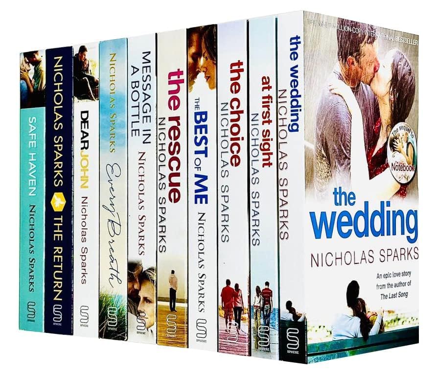 Nicholas Sparks 10 Books Collection Set paperback front cover featuring The Wedding, Dear John, and Safe Haven