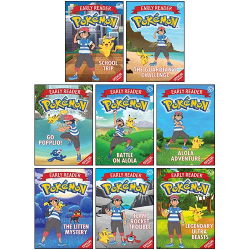 The Official Pokémon Early Reader 8 Books Collection Set, paperback, ages 5-7 - front cover of the full 8-book set