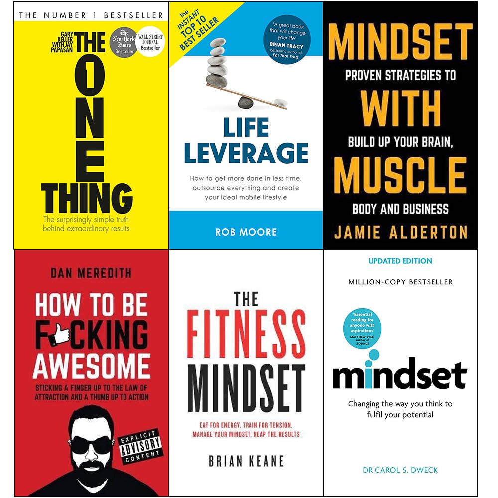 The One Thing, Life Leverage, Mindset and more 6 books non-fiction paperback collection set front covers