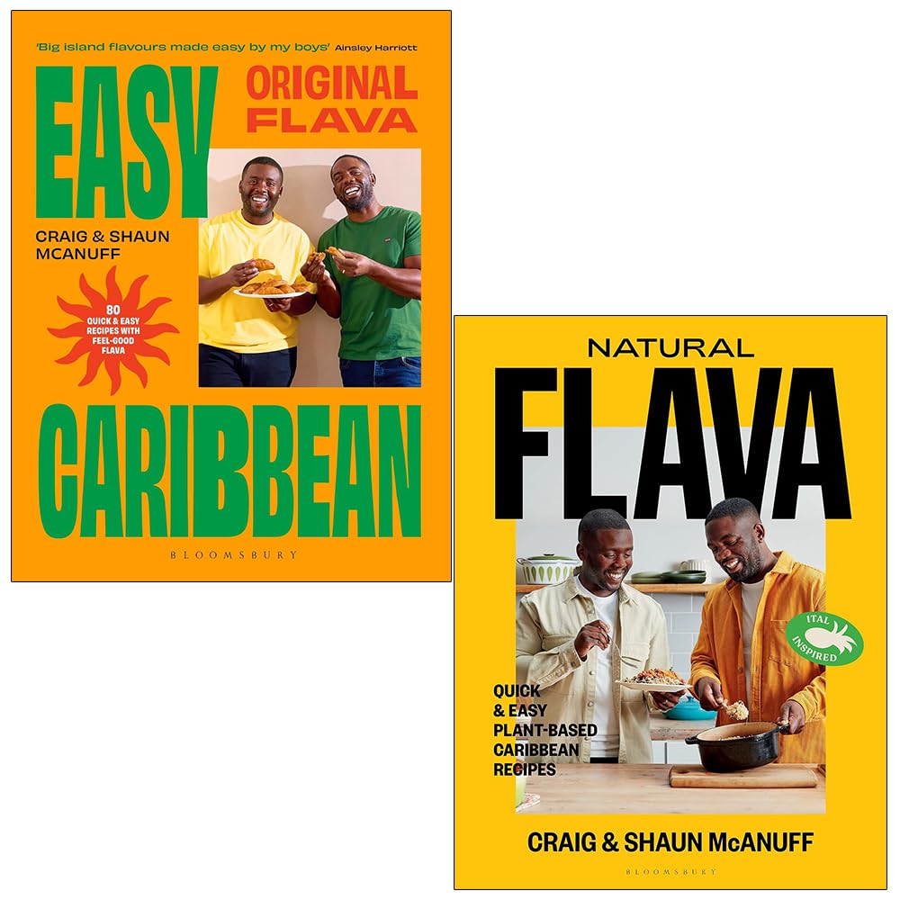 Original Flava & Natural Flava by Craig and Shaun McAnuff 2-book Caribbean cookbook set, front cover hardcover