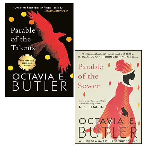 Front covers of the Parable Series 2-book paperback set by Octavia E. Butler, featuring Parable of the Sower and Parable of the Talents.