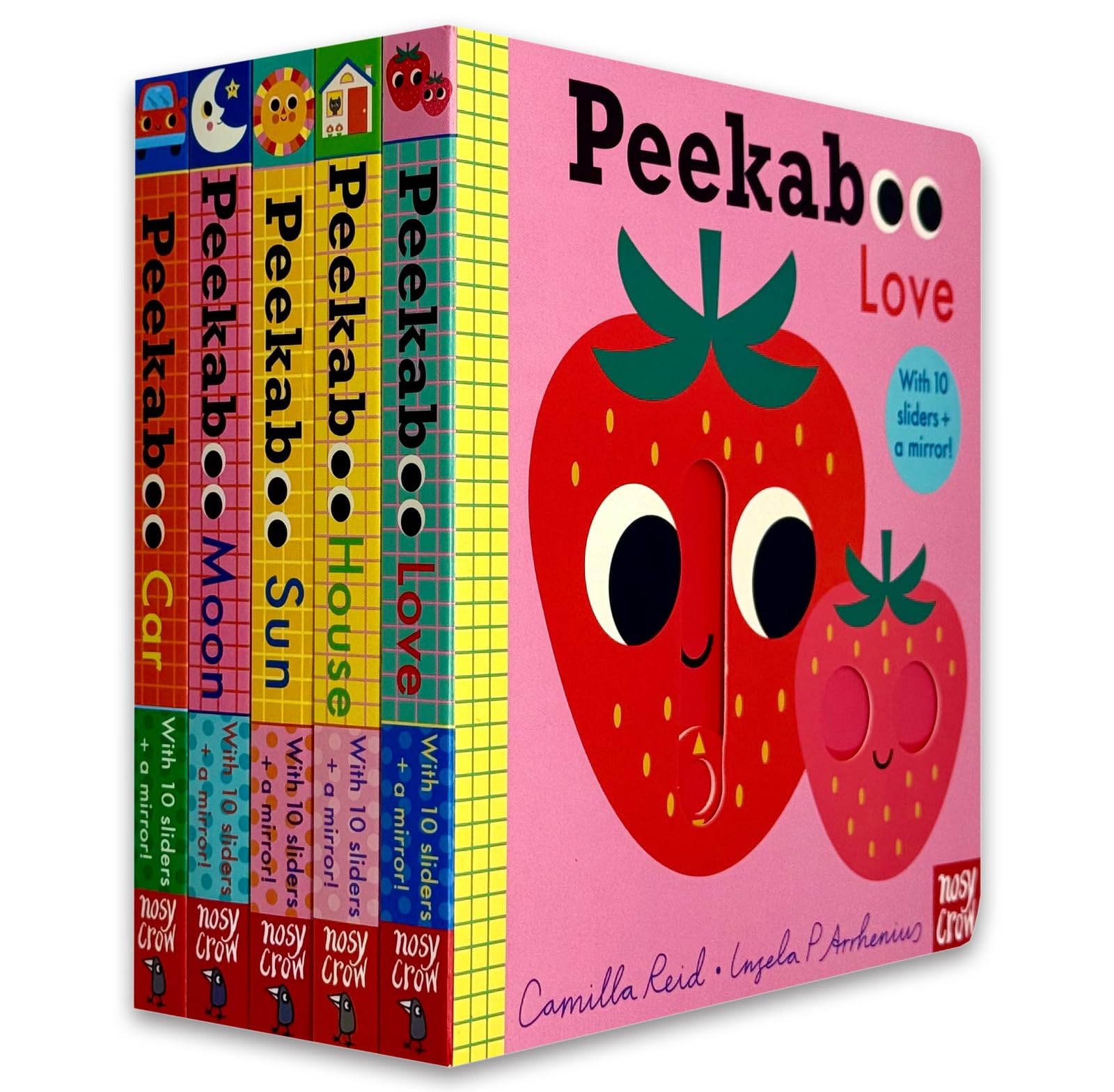 Peekaboo Series 5 Books Collection Set box front cover by Camilla Reid, board books for ages 0-2
