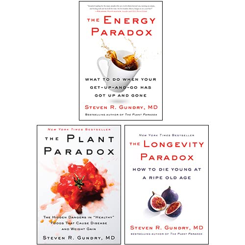 Dr. Steven R. Gundry MD 3 Books Collection Set front covers - The Plant Paradox, The Longevity Paradox, and The Energy Paradox hardcover editions
