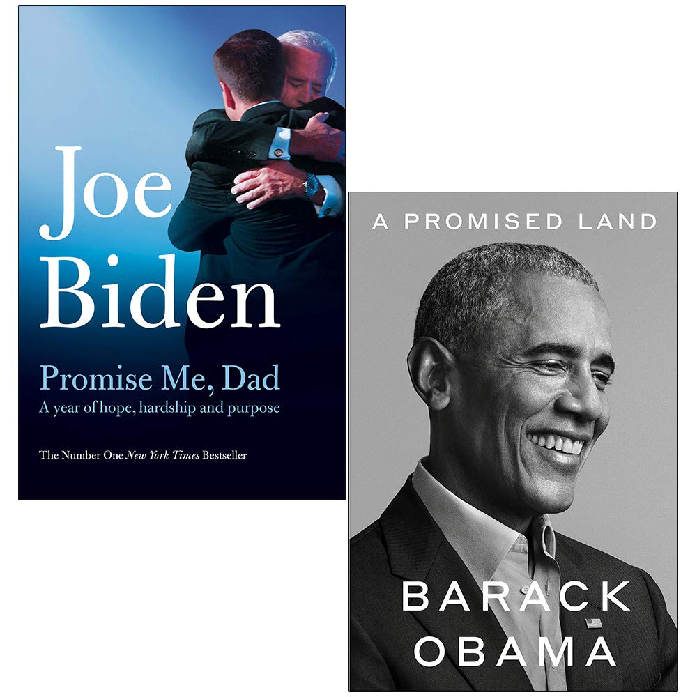 Front cover of Presidential Memoirs 2 Books Collection Set featuring Promise Me, Dad by Joe Biden and A Promised Land by Barack Obama, paperback