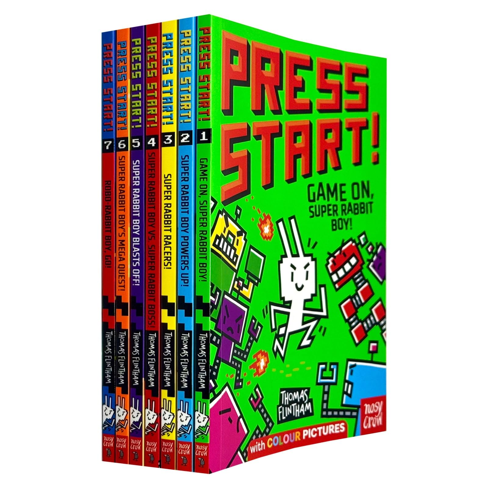 Press Start! Series by Thomas Flintham 7 Books Collection Set front cover, paperback, Super Rabbit Boy, ages 5-8