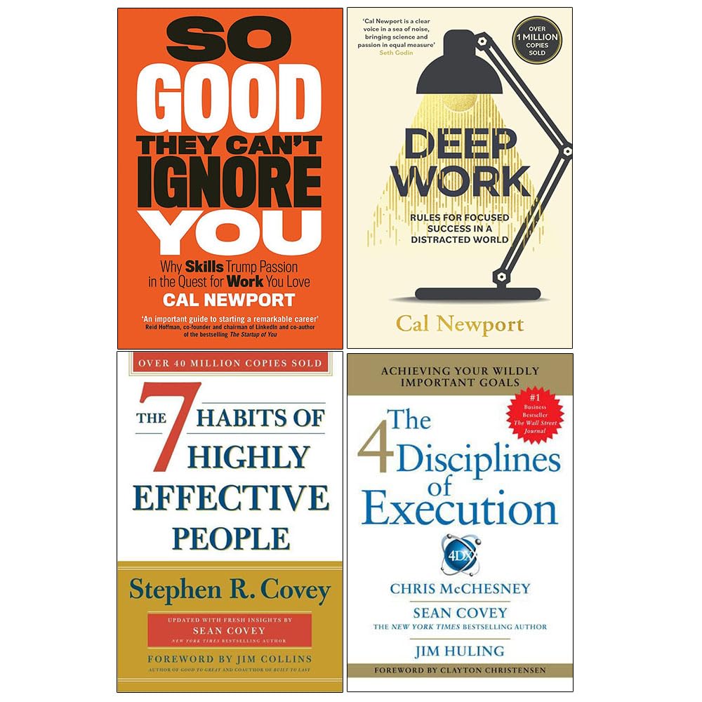 Productivity Collection 4 Books Set by Cal Newport and Stephen Covey - front cover paperback