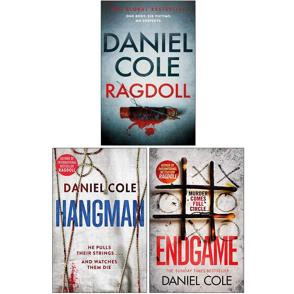 Ragdoll Trilogy by Daniel Cole 3 books collection set, paperback covers of Ragdoll, Hangman, and Endgame stacked together.
