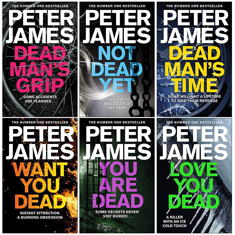 Roy Grace Series Books 7-12 by Peter James paperback collection set, front cover of Dead Man's Grip