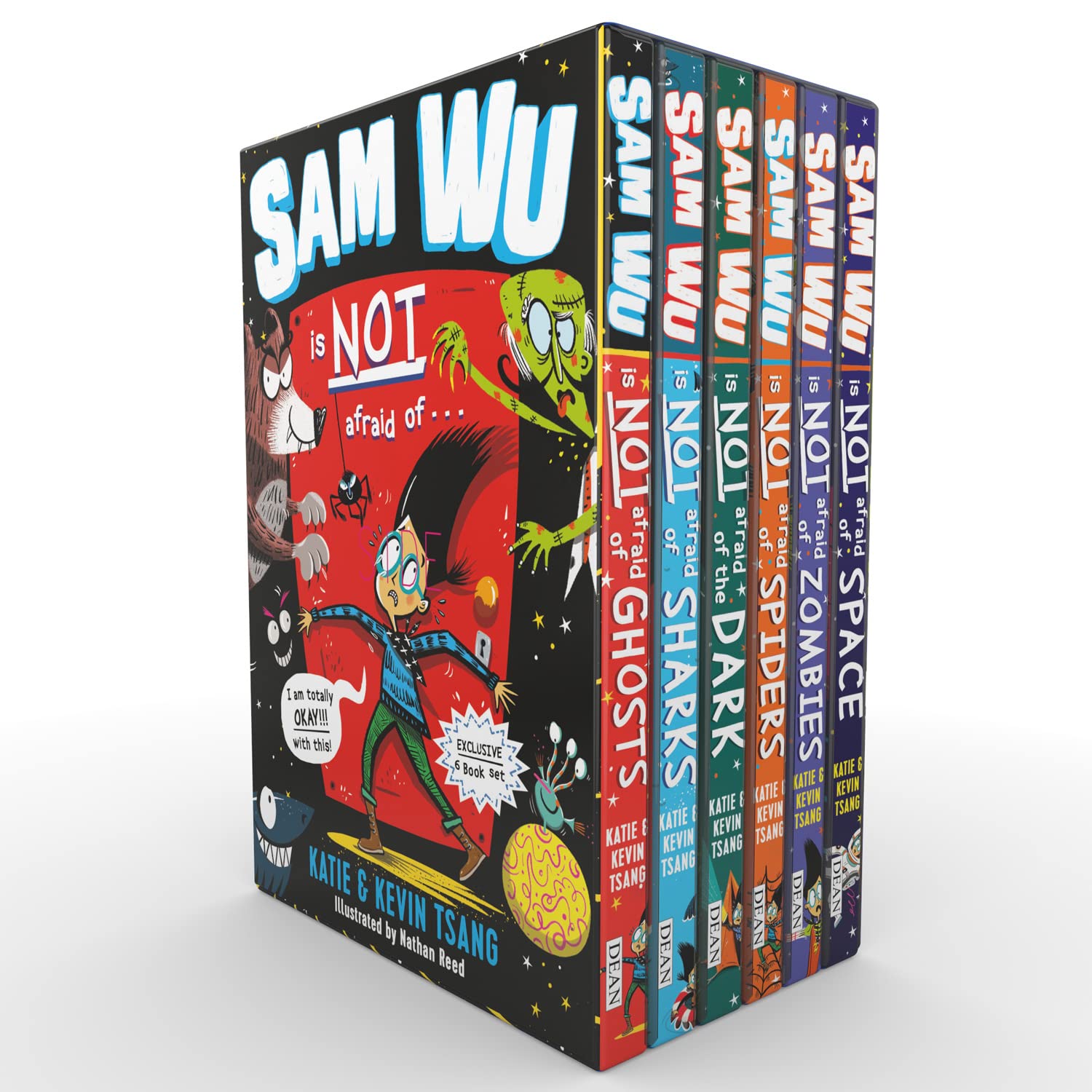 Sam Wu Is NOT Afraid Of 6 Books Collection Box Set front cover, paperback edition by Katie & Kevin Tsang, ages 7-11