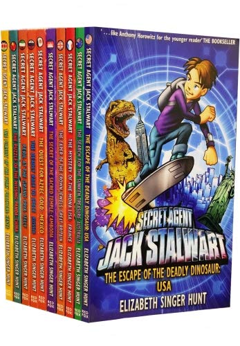 Secret Agent Jack Stalwart 10 Book Collection Set by Elizabeth Singer Hunt paperback box front cover