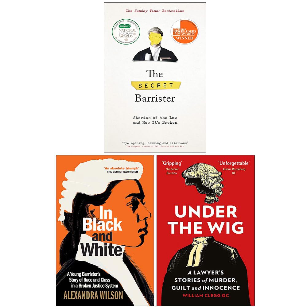 The Secret Barrister, In Black and White & Under The Wig 3 book paperback collection set front covers