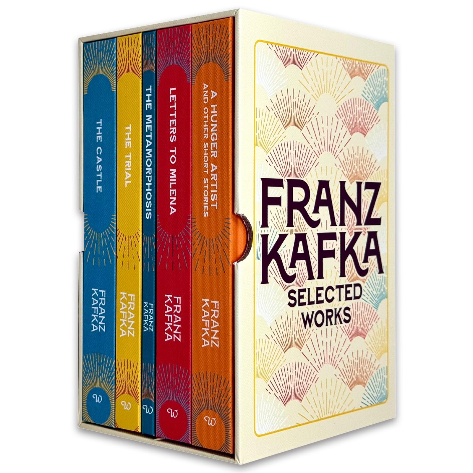 The Selected Works of Franz Kafka 5 Book Hardback Box Set - front view of the boxed set packaging