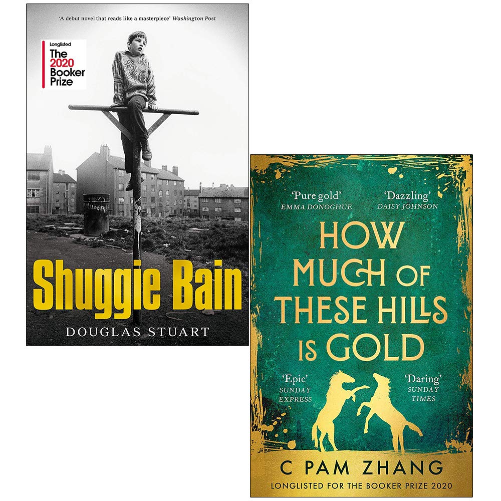 Shuggie Bain by Douglas Stuart and How Much of These Hills Is Gold by C. Pam Zhang paperback 2-book set front covers
