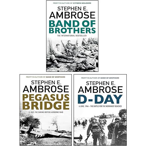 Stephen E. Ambrose 3 Books Collection Set paperback front cover featuring D-Day, Band of Brothers, and Pegasus Bridge