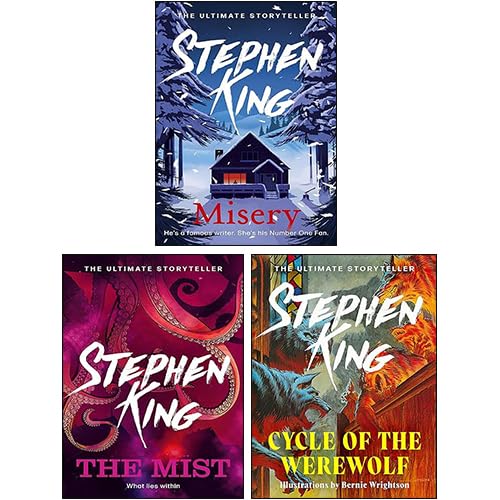 Stephen King Collection 3 Books Set paperback - front cover showing Misery, Cycle of the Werewolf, and The Mist
