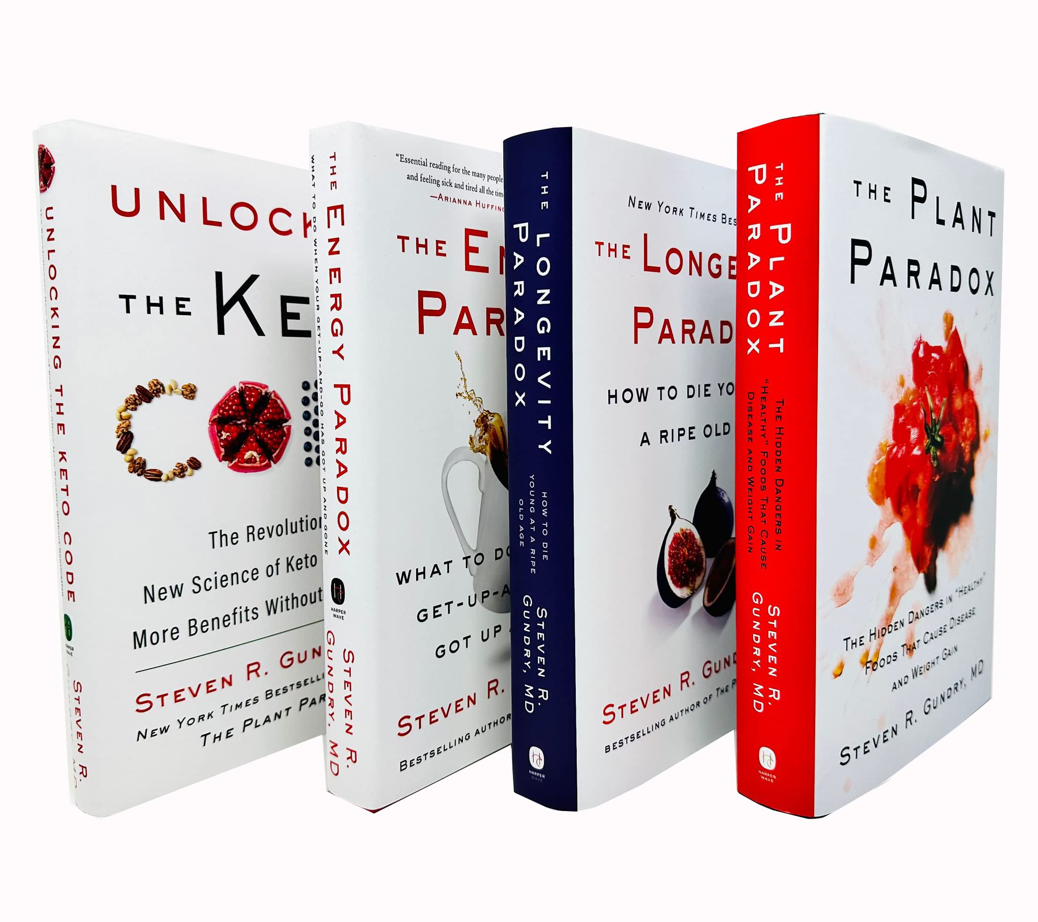 Steven R. Gundry 4 Books Collection Set hardback front cover featuring The Plant Paradox, The Longevity Paradox, The Energy Paradox, and Unlocking the Keto Code