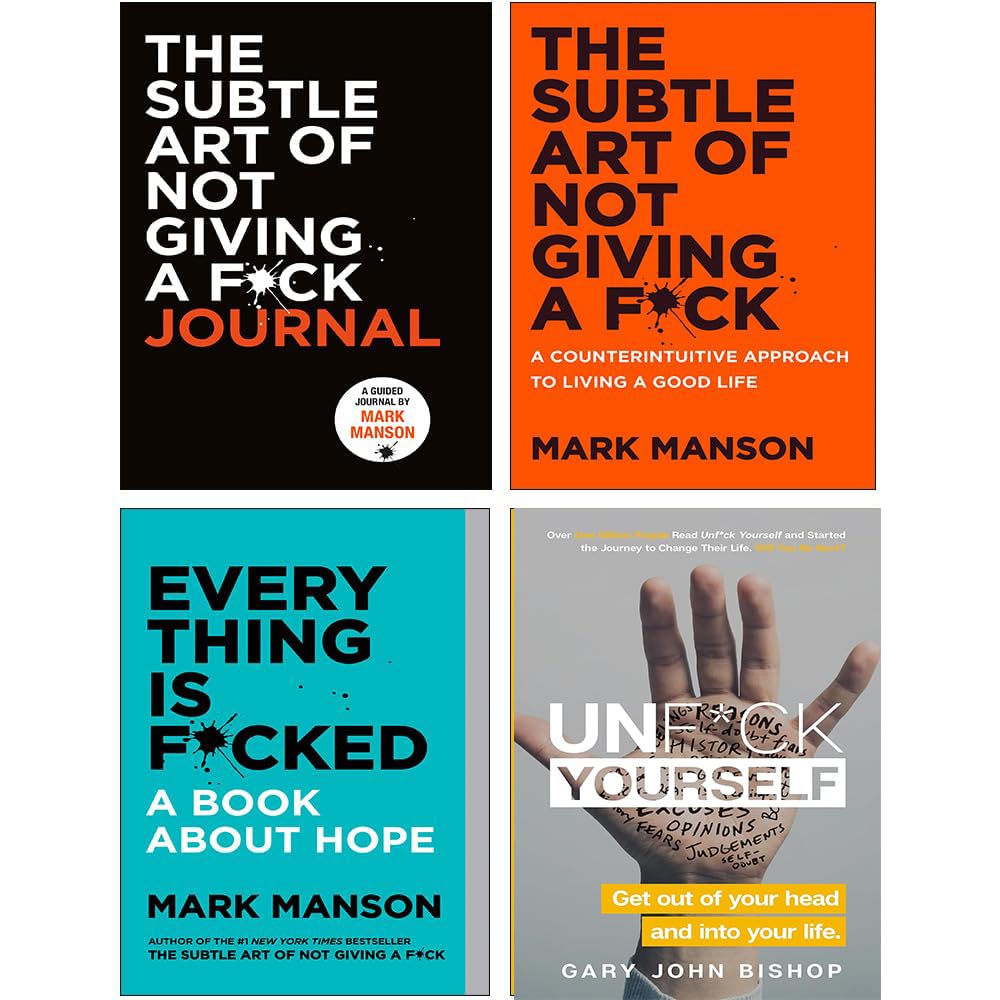 The Subtle Art of Not Giving a F*ck 4 Books Collection Set by Mark Manson and Gary John Bishop, paperback front cover